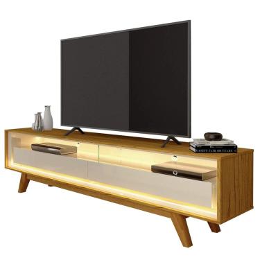 Imagem de Rack Requinte 172cm para Tv Até 65 Polegadas com Led 2 Gavetas Gelius Cor Naturale Off White