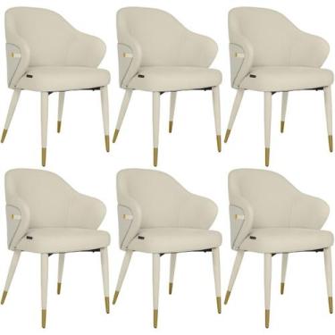 Imagem de Kit 6 Cadeiras de Jantar Estofada Milano Design Italiano com Encosto E