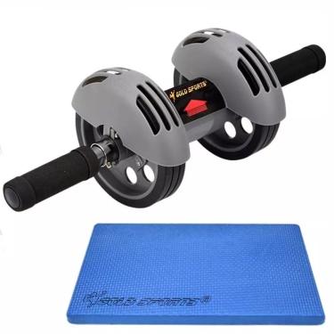Imagem de Kit Roda Abdominal Gold Sports Dupla Rolinho com Tapete de Apoio