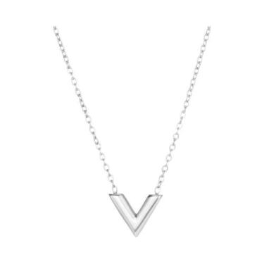 Imagem de Colar Com Pingente Em Forma De Letra V Em Aço Inoxidável Dourado Para 