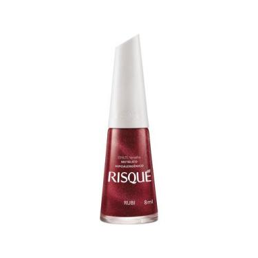 Imagem de Esmalte Risqué Cor Rubi Hipoalergênico Metálico com 8ml, Vermelho, 8ml