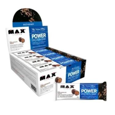 Imagem de Power Protein Bar (Caixa c/ 12un de 41g) Max Titanium, Dark Chocolate 