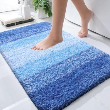 Imagem de Tapete de banho OLANLY Tapetes de banheiro de microfibra 60x40cm azul 