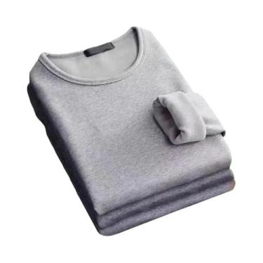 Imagem de Camiseta Térmica Masculina De Inverno, Manga Comprida, Forrada De Lã, 