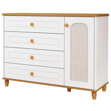 Imagem de Cômoda Bebê Alfajor Retrô Permobili 04 gavetas 01 porta MDF 