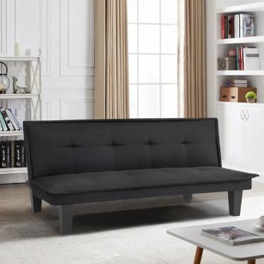 Imagem de Sofa Cama Reclinavel 3 Lugares 165x92x72cm Ate 250kg Preto