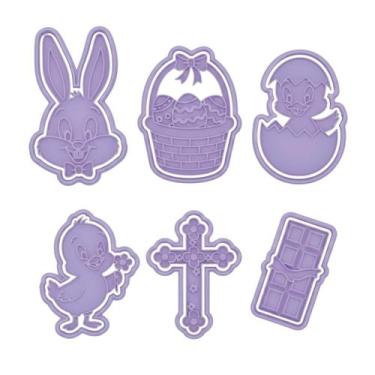 Imagem de Kit Cortadores Páscoa Coelho Ovo Cenoura Marcador Cookie Massa - CARIM
