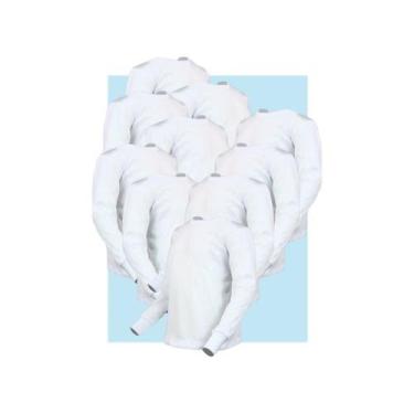 Imagem de Kit 10 Camiseta Manga Longa Infantil Algodão Branca - Del France, 02