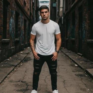 Imagem de Calça Jeans SKINNY RASGADA Masculina Slim Elastano Sport 484-Masculino