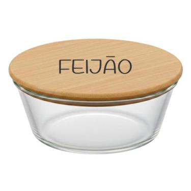 Imagem de Pote Hermético Redondo Vidro e Tampa de Bambu (930 ml) Feijão - Casa V