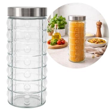 Imagem de Pote de Vidro 2,1 Litros Tampa Rosca em Aço Inox Porta Mantimento Design Decor Point