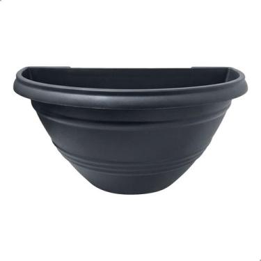 Imagem de Vaso de Parede Meia Lua 1,65L 24x18x16cm Plástico Resistente Preto - -