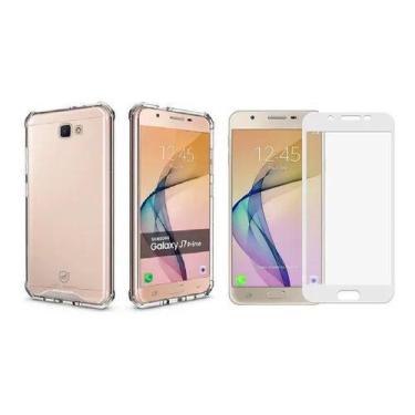 Imagem de Capinha Antichoque + Película Vidro 3d branca Para Samsung J7 Prime - 