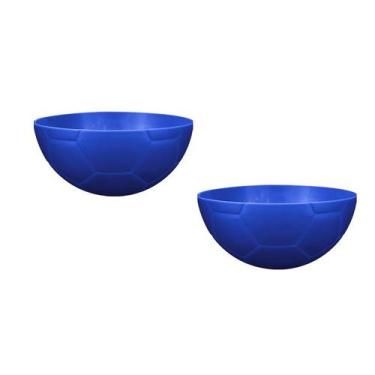Imagem de Kit 2 Petisqueira Futebol Azul 240Ml Plástico - Bb Store