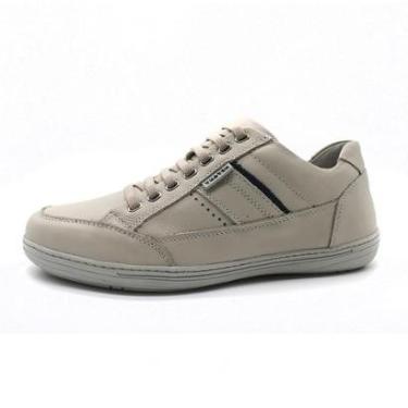 Imagem de Sapatenis Casual Masculino em Couro Forrado Palmilha Gel Conforto Anatomica Macio Dia a...