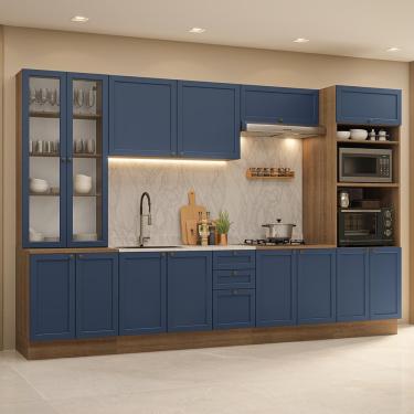 Imagem de Armário de Cozinha Completa 340 cm Rustic/Azul Vik Madesa 01