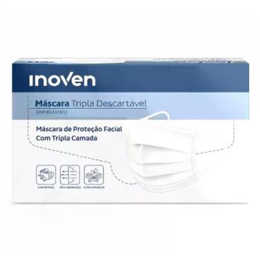 Imagem de Mascara Tripla Descartavel Tnt Branca com 50 Unidades Inoven