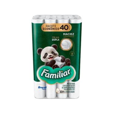 Imagem de Papel Higiênico Familiar Folha Dupla 30m 40 Rolos - Bracell, 40