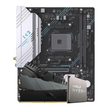 Imagem de Kit Upgrade, AMD Ryzen 5 5500, Placa Mãe Chipset B550, Memória DDR4 16
