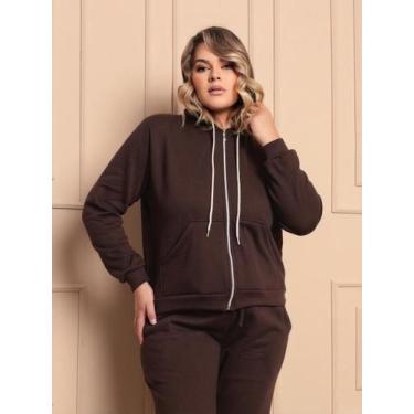 Imagem de Casaco Moletom Plus Size Feminina Com Capuz E Ziper Inverno - XIAO MOD