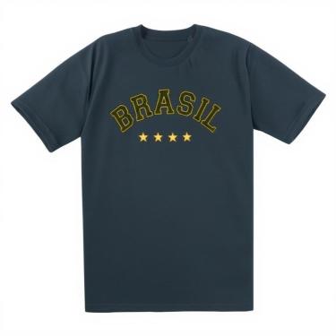 Imagem de Camiseta Masculina Brasil Estrelas Jogos Copa Malha Leve em Algodão Básica do P ao G1-M...