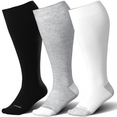 Imagem de Meias de Compressão LEVSOX Plus Size 15-20 mmHg - Para Homens e Mulher