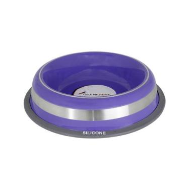 Imagem de Comedouro inox prestige roxo m 450 ml para cães e gatos germanhart