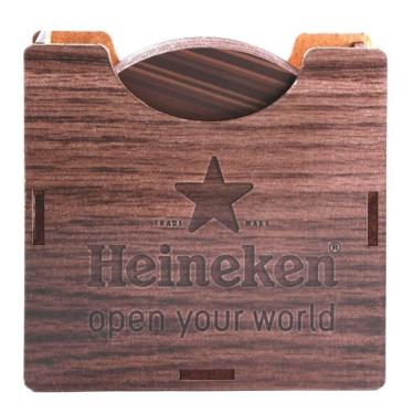 Imagem de Porta Copo de Madeira MDF 6 Peças 9cm Apoio de Copo Estojo Cerveja