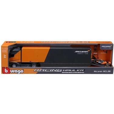 Imagem de Caminhão mercedes + Formula 1 Mclaren MCL 38 Burago 1/43 Cor:Laranja, 