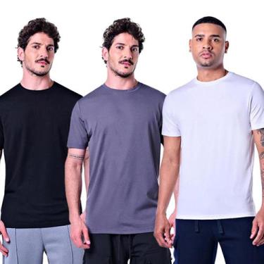 Imagem de Kit 3 Camisetas Masculinas Básicas P - Rabbitohs, M, Branco, Cinza, Pr