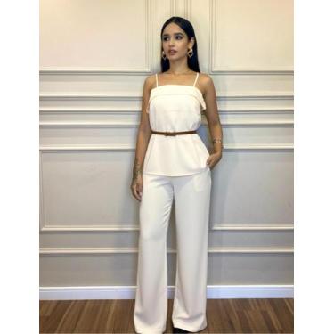 Imagem de Conjunto Feminino Blusa e Calça Pantalona - Niva, Creme, M