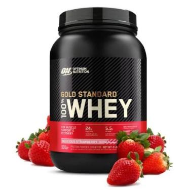 Imagem de Proteina On Gold Standard 100 Whey 907 G Sabor Morango Optimum Nutriti