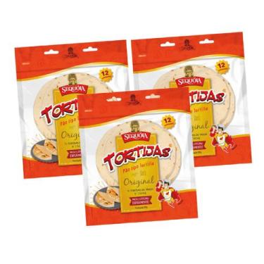 Imagem de Kit Pão Tipo Tortilla Tradicional Tortijas - Sequóia 3 Pacotes 300g