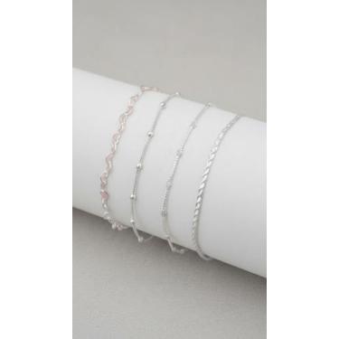 Imagem de Kit 4 Pulseiras Femininas Prata 925 - Congratulations Store