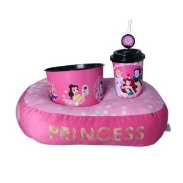 Imagem de Kit Almofada Pipoca Infantil Fibra Veludo Princesas Zona Criativa - 10
