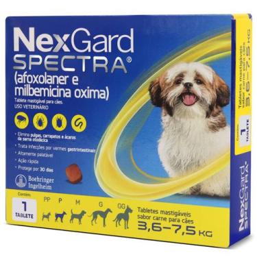 Imagem de NexGard Spectra Antipulgas e Carrapatos para Caes de 3,6 a 7,5kg - Boe