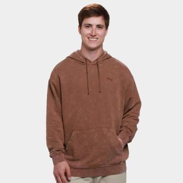 Imagem de Moletom Puma Elevated Relaxed Wash Hoodie Masculino, Marrom, GG
