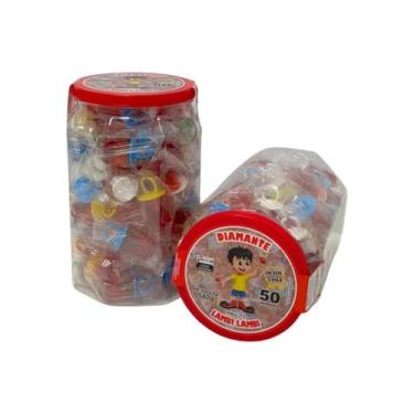 Imagem de Pirulito Anel Diamante Lambi Lambi Pote C/ 50 Unid 580g