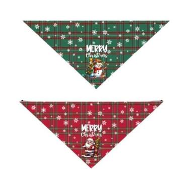 Imagem de Bandanas De Natal Xadrez Para Cães, 2 Peças, Lenços De Desenho Animado