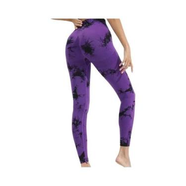 Imagem de Leggings Femininas De Cintura Alta Com Estampa Tie-dye, Sem Costura, C
