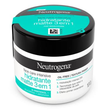 Imagem de Creme Facial Intensive Hidratante Matte 3em1 Neutrogena 100g Pré Maquiagem Reduz Oleosidade Hidratação 24h D-Pantenol