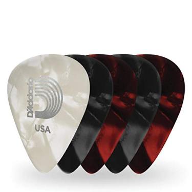 Imagem de Palhetas de guitarra D'Addario Celluloid, leves, cores variadas, pacote com 25