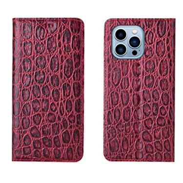 Imagem de LAHappyL Capa para iPhone 13 Pro Max/13 Pro/13/13 Mini, capa carteira flip de couro legítimo com suporte para cartão e fecho magnético, vermelha, 13 Pro Max 6,7 polegadas