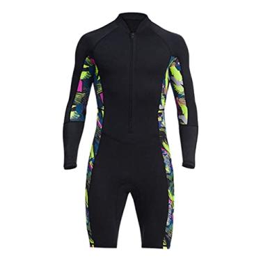 Imagem de Shorty de 1,5 mm de proteção UV de manga comprida Premium Neoprene Shorts Swimwear para com snorkel, caiaque, água, pesca, eu