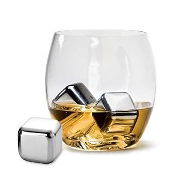 Imagem de Oggi Cubos de gelo reutilizáveis de aço inoxidável, incluindo pegador de gelo para uísque e bebidas – conjunto de 8