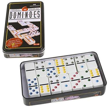 Imagem de Jogo De Dominós 28 Peças E 9 Cores + Lata
