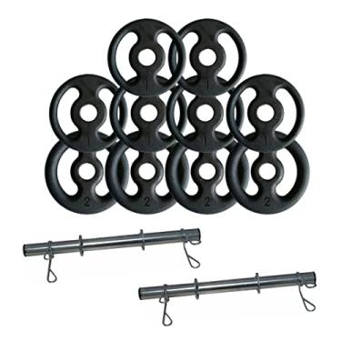 Imagem de Kit Halteres de Anilhas e Barras Fitness - 16 Peças