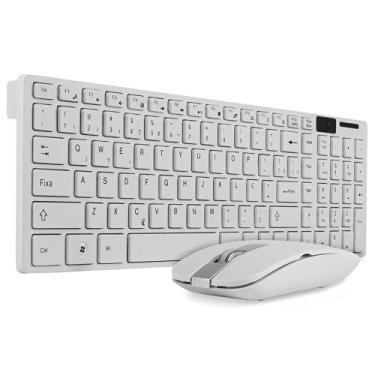 Imagem de Kit Teclado e Mouse Sem Fio Usb Wireless 2.4ghz Multimídia Abnt2 Pc Notebook Mac (Branco)