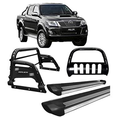 Imagem de Kit quebra mato+Estribo Perso+Santo Ant H3 Hilux Preto 05/15