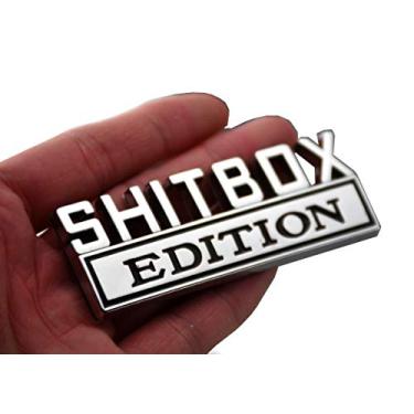 Imagem de 1 peça de metal Shitbox Edition emblema adesivo 3D compatível com F-150 F250 F350 Silverado 1500 2500 3500 (cromado)